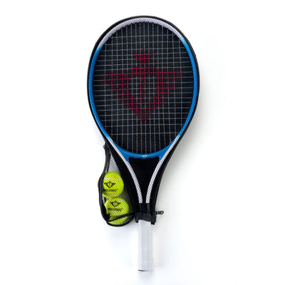 Racket da tennis con copertura e 2 palle blu