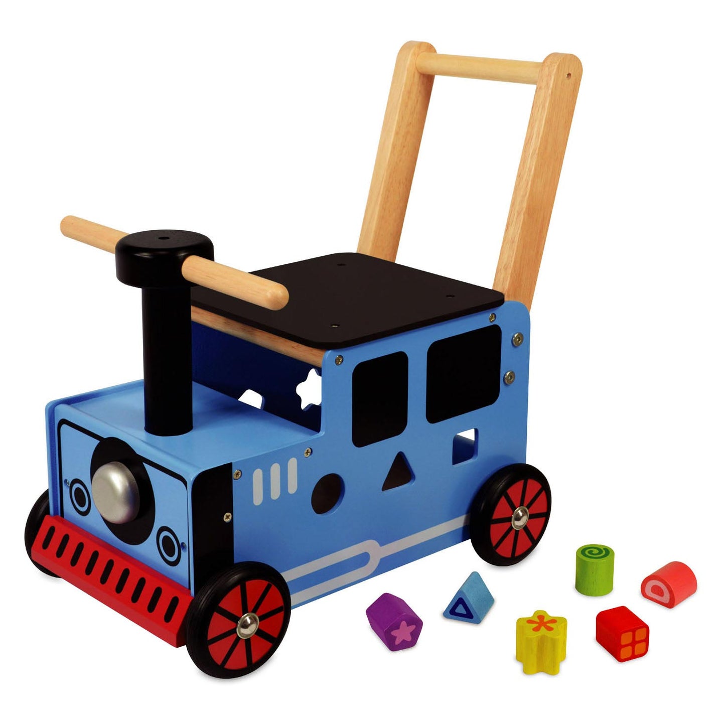 I'm toy Loop duwwagen en trein junior blauw zwart
