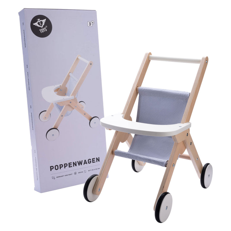 Muñeca de madera caminata caminata gris azul