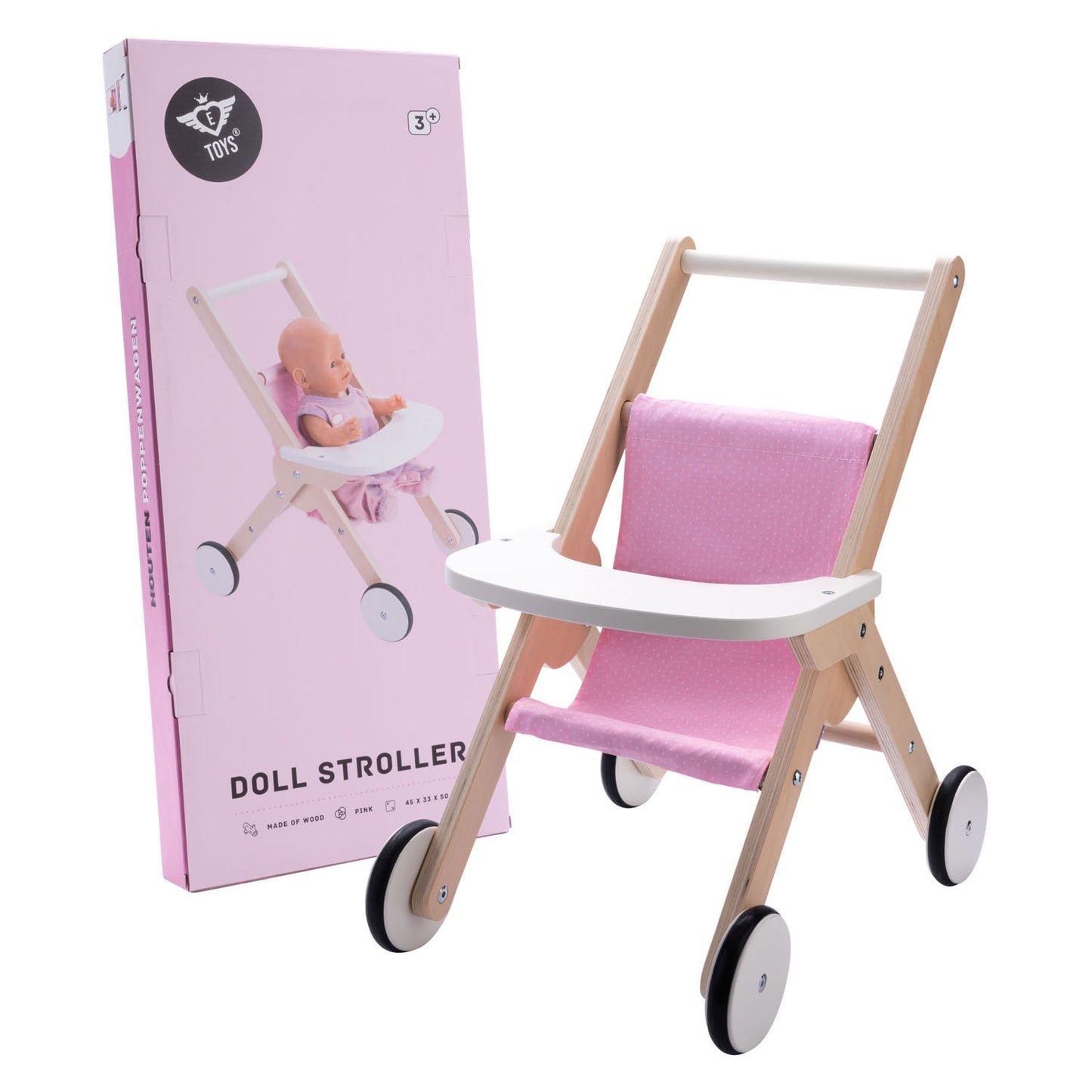 Camión de muñeca de madera rosa rosa