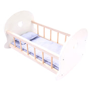 Cuna de columpio de cama de muñeca, blanco gris - afbeelding 1