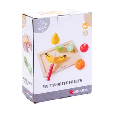 Juego de corte de frutas de madera.