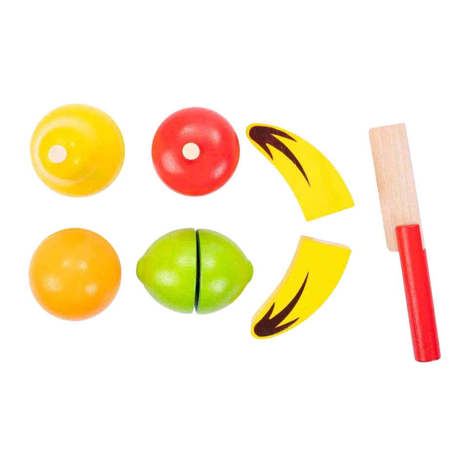 Juego de corte de frutas de madera.