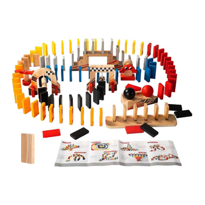 Dorjee Rally Dominesenen Wooden Play Juego de 115 piezas