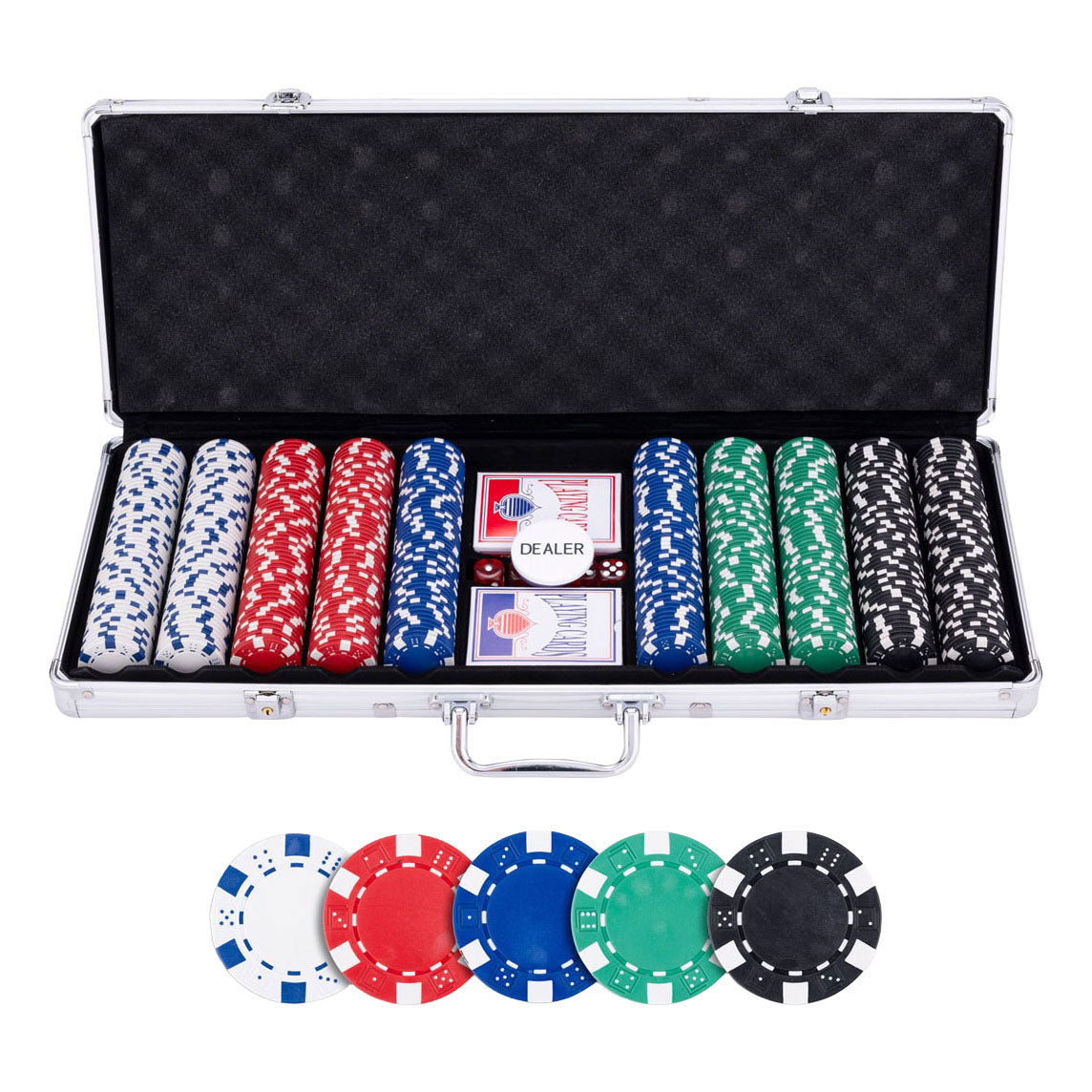Set poker in custodia argento - 500 fiches 11,5gr.