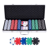 Longfield pokerset in zilveren koffer met 500 chips (11,5 g) – compleet met kaarten, dealer button dobbelstenen – engelhart - afbeelding 1