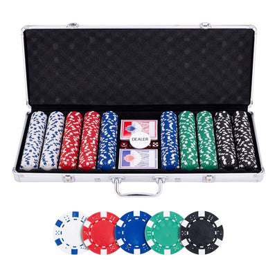 Set de poker en estuche plateado - 500 fichas 11,5gr.