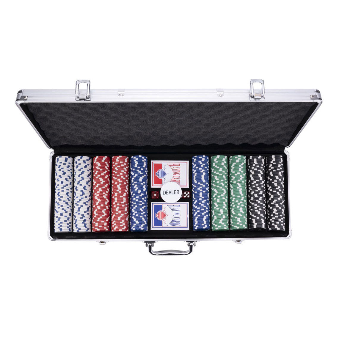 Pokerset in zilveren koffer - 500 chips 11,5gr.