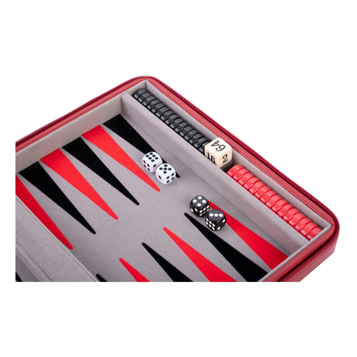 Juego de viaje de backgammon con cremallera - rojo