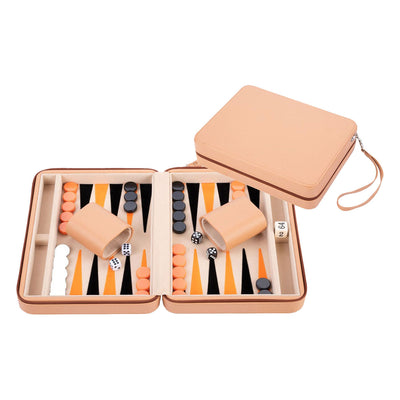 Juego de viaje de backgammon Engelhart con cremallera - beige