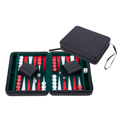 Juego de viaje de backgammon Engelhart con cremallera - negro