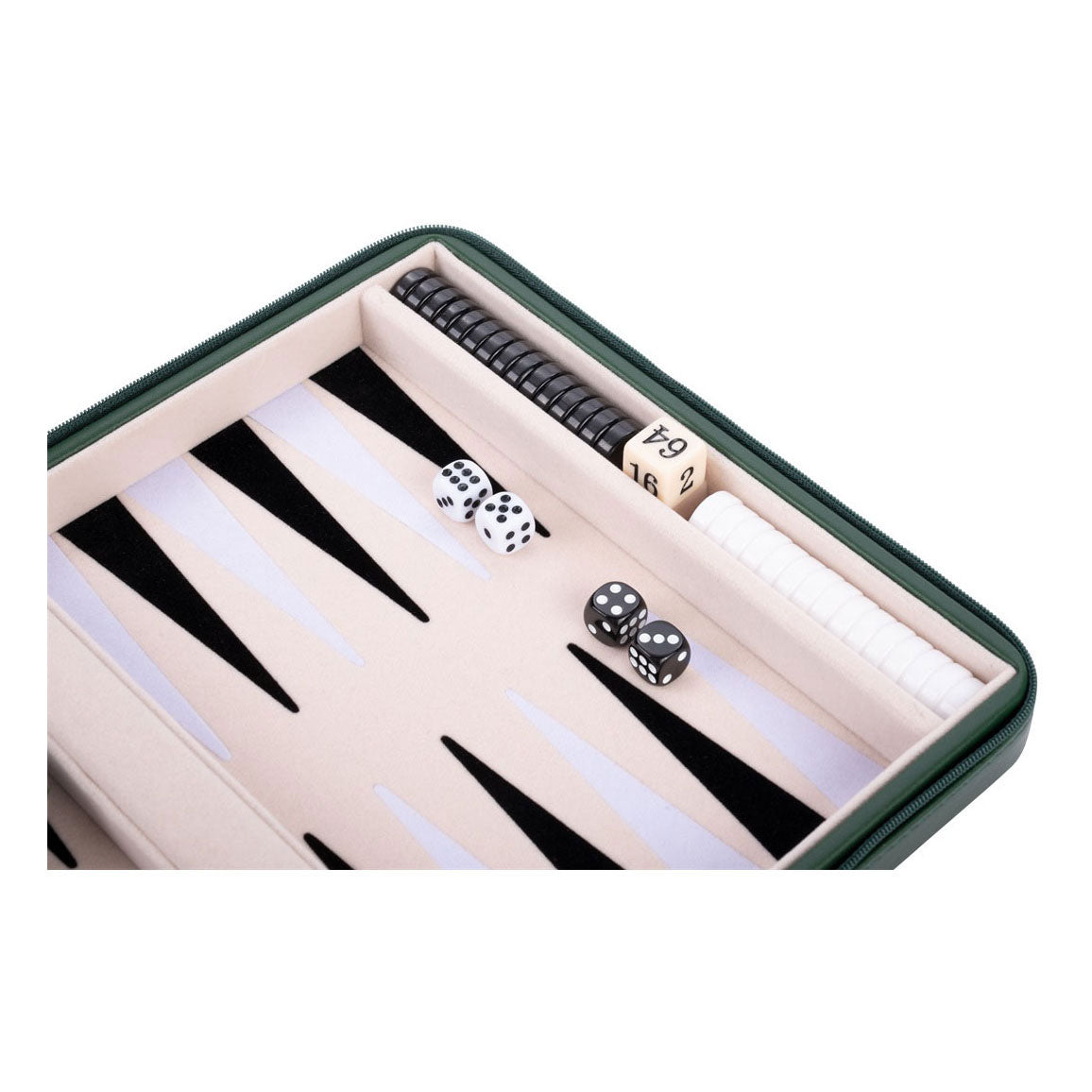 Gioco da viaggio Backgammon con cerniera - verde