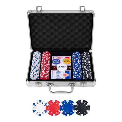 Juego de póquer en estuche plateado - 200 fichas