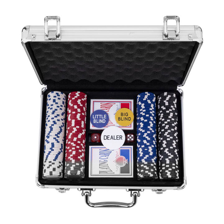 Juego de póquer en estuche plateado - 200 fichas