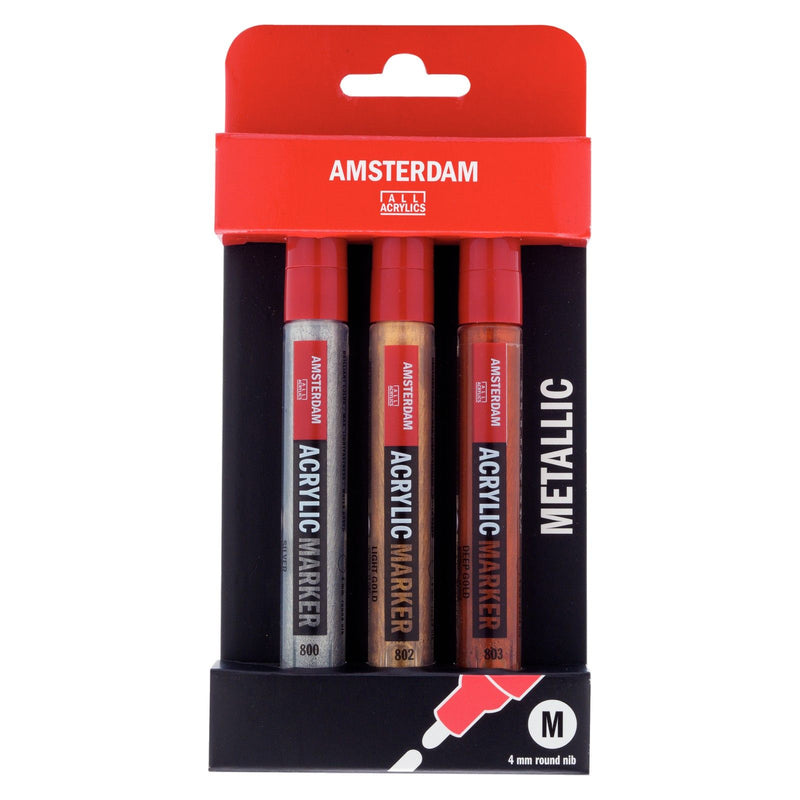 Amsterdam all acrylics amsterdam • acrylmarker metallic set | 3 kleuren