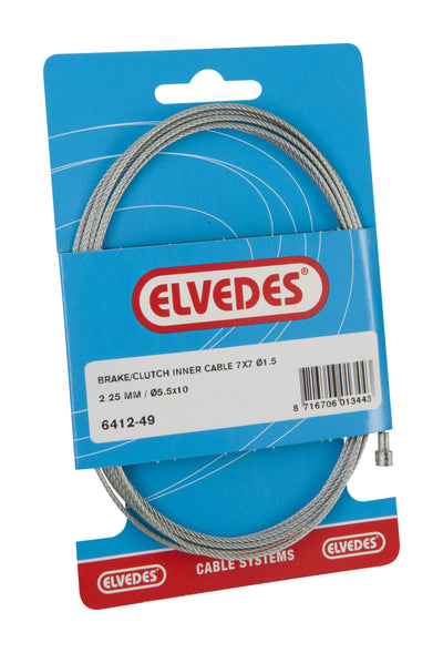 Elvedes Koppeling binnenkabel 2250mm 7x7 draads verzinkt Ø1,5mm met V-nippel (op kaart)