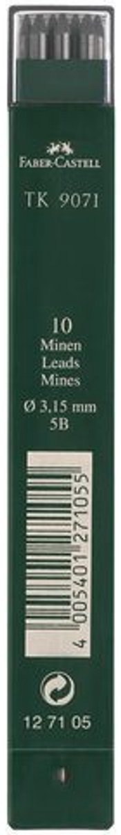 Faber-castell portamine portamine - tk9071 - larghezza del tratto 3,15 mm - durezza 5b - 10 pezzi in tubo - fc-127105