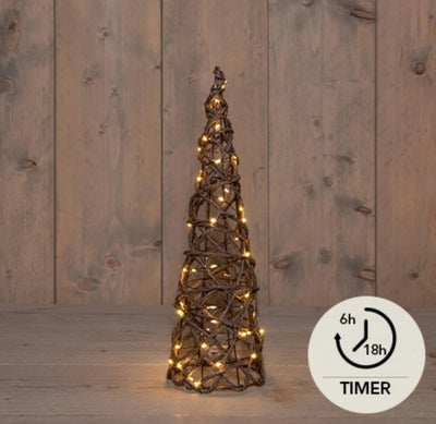Cono illuminato della collezione Anna 60LED classicwarm 40cm funziona con batterie 3XAA con timer da 6 ore