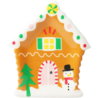 Home styling Piatto natalizio in melamina 19,8x16 casetta di marzapane