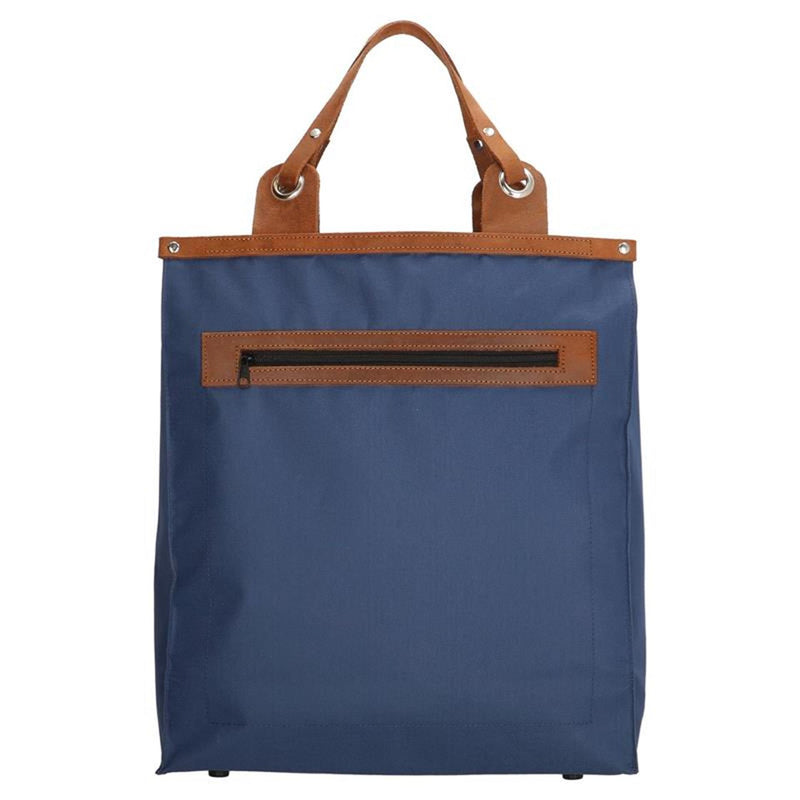 Borsa shopping con manico in pelle blu