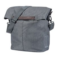 Basil City Shopper - Fietshopper, Melee gris, 14-16L, Leder Vegan, Plegado de retención de agua, Reflexión