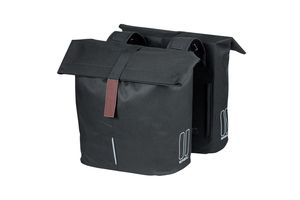 Basil City Double Bicycle Borsa - Acqua - Polyester Repellent - Black - Universal Bridge System - 28-32L