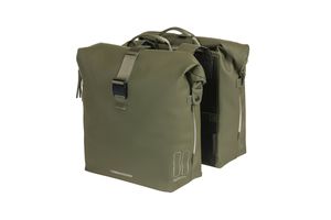 Basil Soho Bolsa de bicicleta doble Nordlicht - Bolsa portadora de equipaje impermeable para bicicleta eléctrica - verde