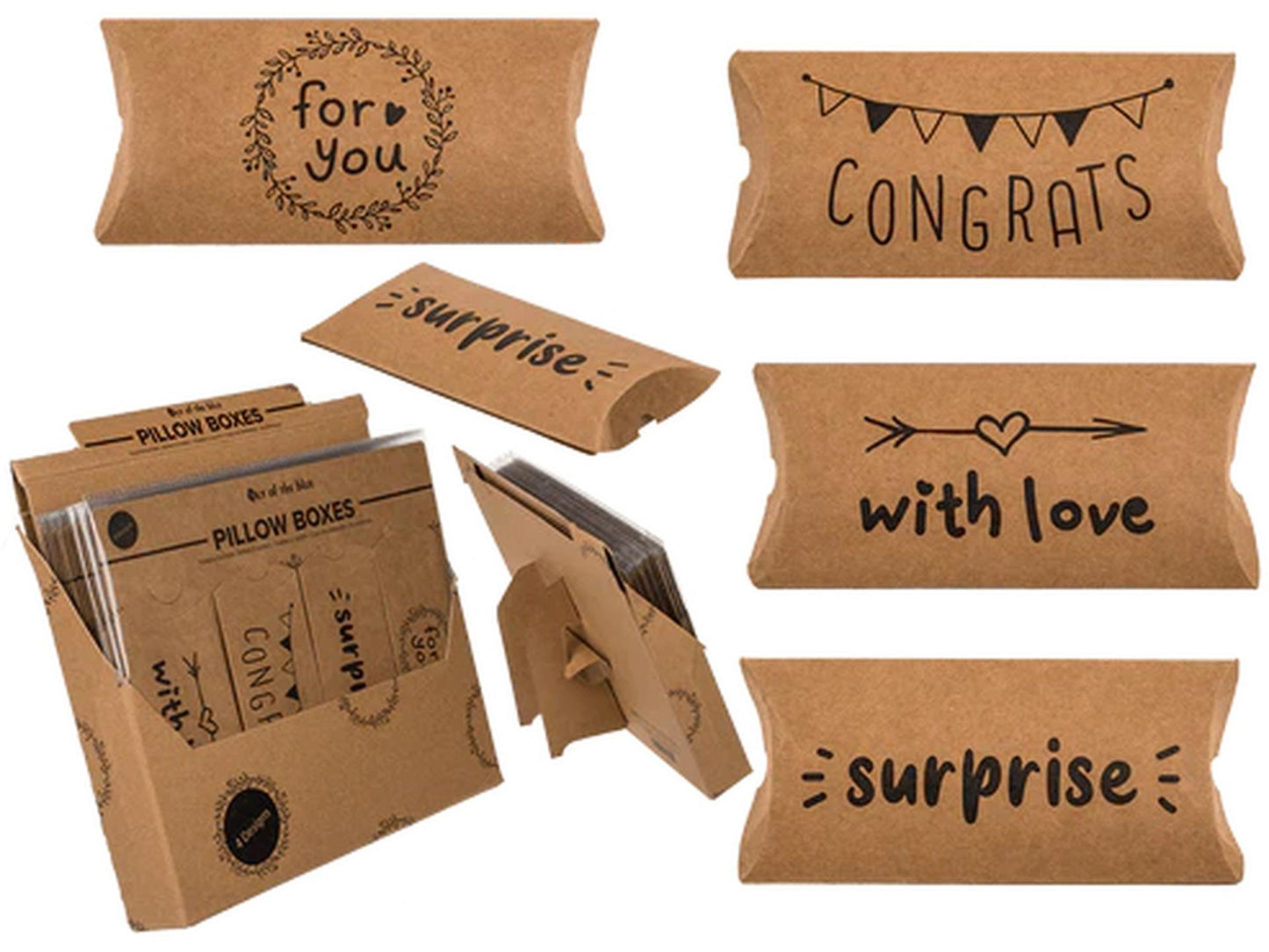 Confezione regalo fuori dal blu carta kraft con testo 14x6 cm