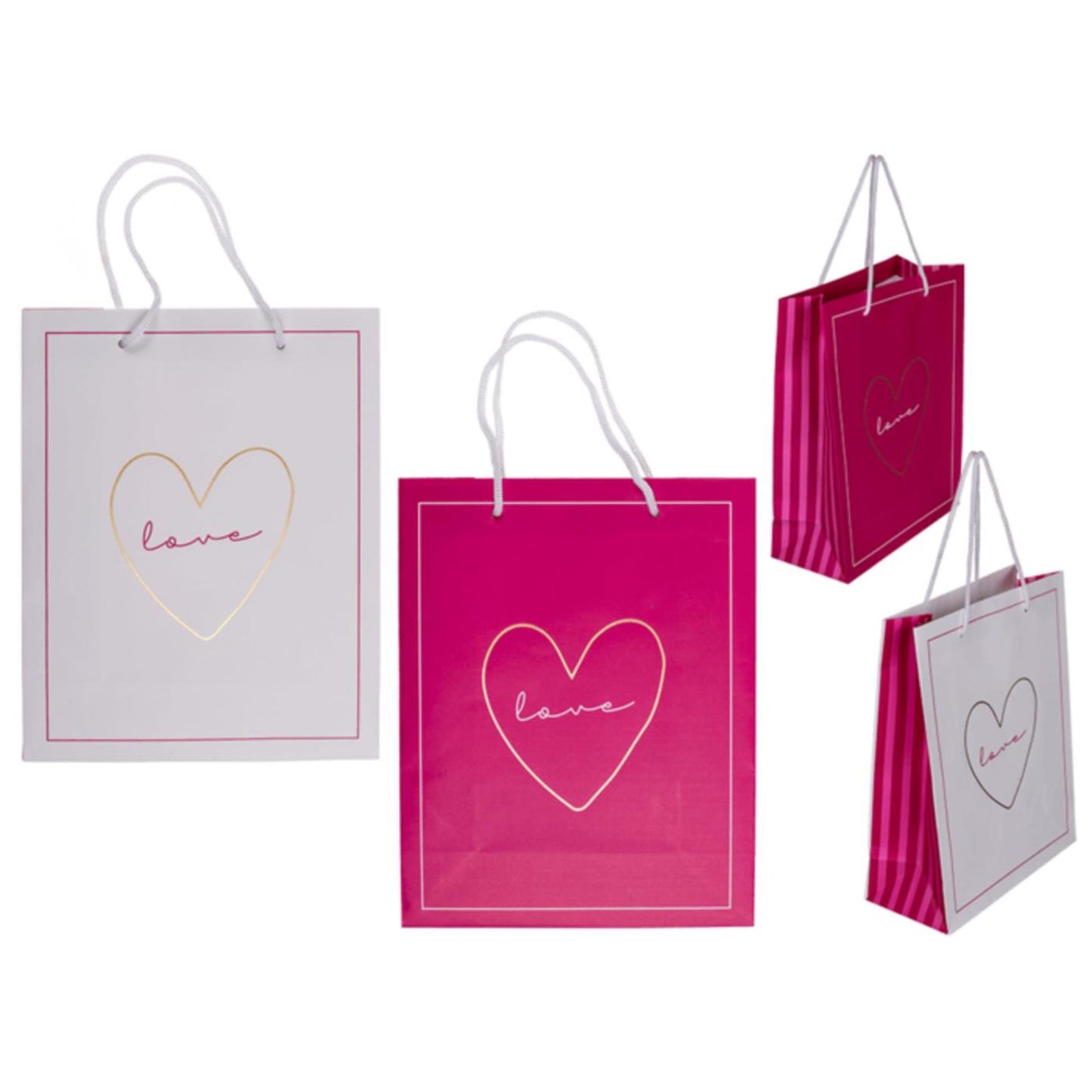 Borsa regalo Ootb love 18x8x23 cm rosa bianco
