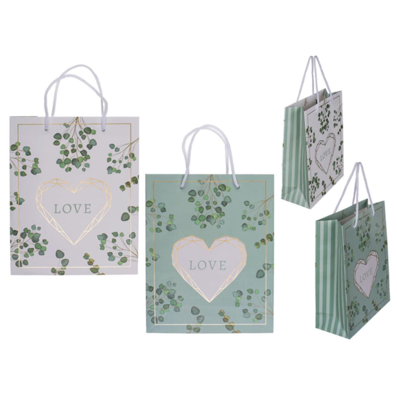 Borsa regalo Ootb love 18x8x23cm verde bianco