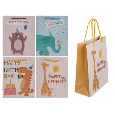 Busta regalo di carta blu per compleanno 18x8x23 cm