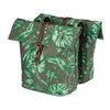 Basil Ever-Green dubbele fietstas, gerecycled PET, waterkerende vouwsluiting, vegan leather, 28-32L, thyme groen