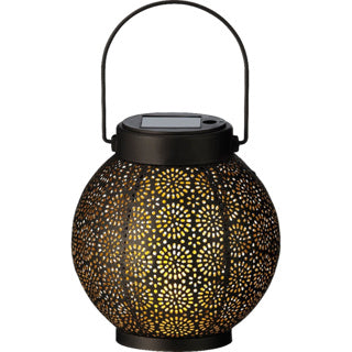 Metal de linterna solar oro negro de 14 cm de diámetro