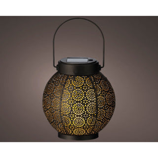 Metal de linterna solar oro negro de 14 cm de diámetro