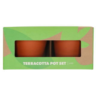Terracotta pots with chives and basil seeds 13.5 cm