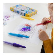 Totum spraypens 5 blaaspennen knutselset incl. unicorn en dieren sjablonen - creatief speelgoed vanaf 4 jaar - knutselen tekenen en schilderen cadeau tip - afbeelding 3