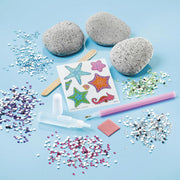 Totum knutselset stenen versieren met zeester incl. 350+ strass steentjes - rock starfish cadeautip creatief speelgoed meisjes en jongens vanaf 5 jaar knutselen - afbeelding 2