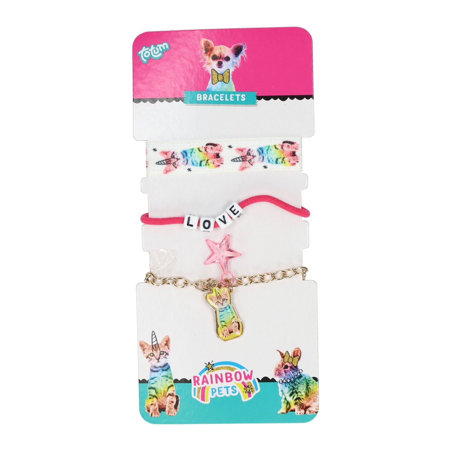 Pulseras creativas para mascotas con diseño de arcoíris - 3 piezas.
