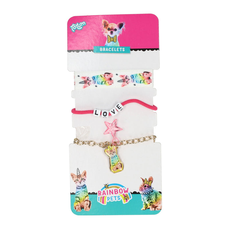 Braccialetti per animali domestici arcobaleno di gruppo creativo artigianale - 3 pezzi.