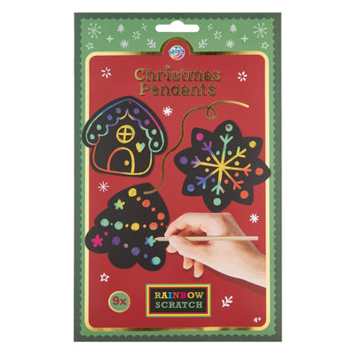Grupo de manualidades creativas, arcoíris, arte para rascar, colgante navideño, 8,5 cm, 9 piezas.