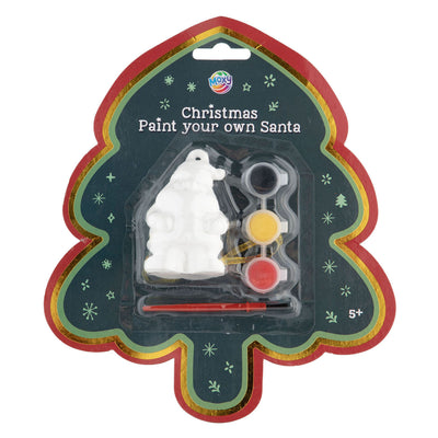 Un grupo de manualidades creativas pinta tu propio Papá Noel, incluido pincel y pintura.