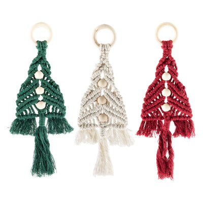 Juego de grupo de manualidades creativas, perchas de macramé, árboles de Navidad, 3 piezas.