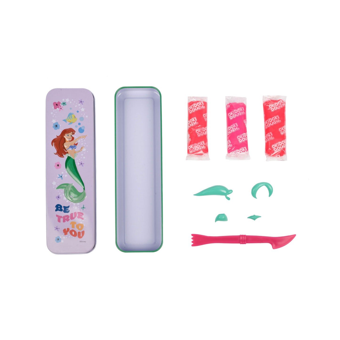 Disney Princess Okidoki Klei Almacenamiento de estaño 3D con accesorios