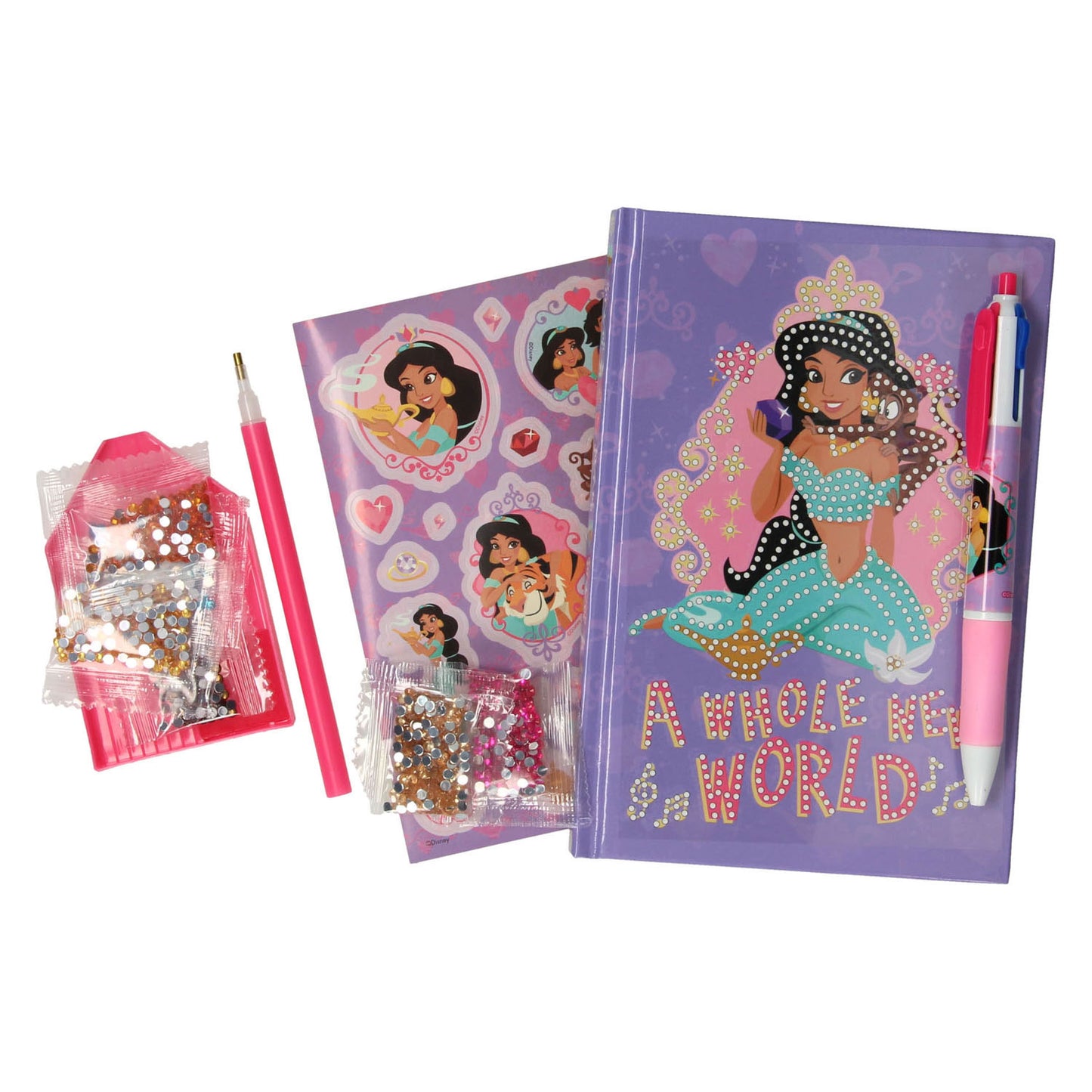 Decorar el diario de princesa de Disney con piedras de rato