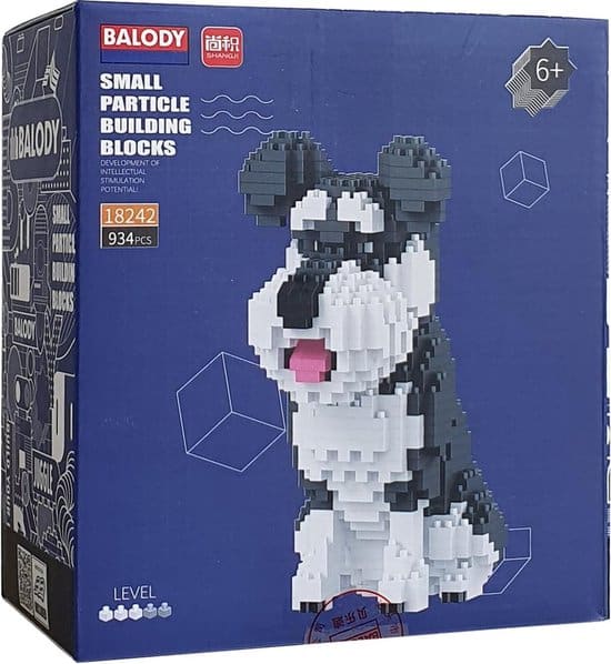 Balody Schnauzer Dog con nanoblocks mini lego building pietre 934 parti