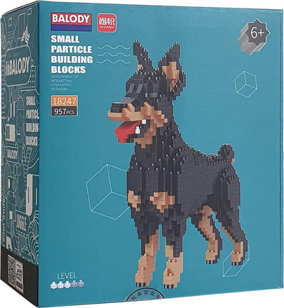 Balody Dobberman Dog con nanlocks mini lego construyendo piedras 957 piezas