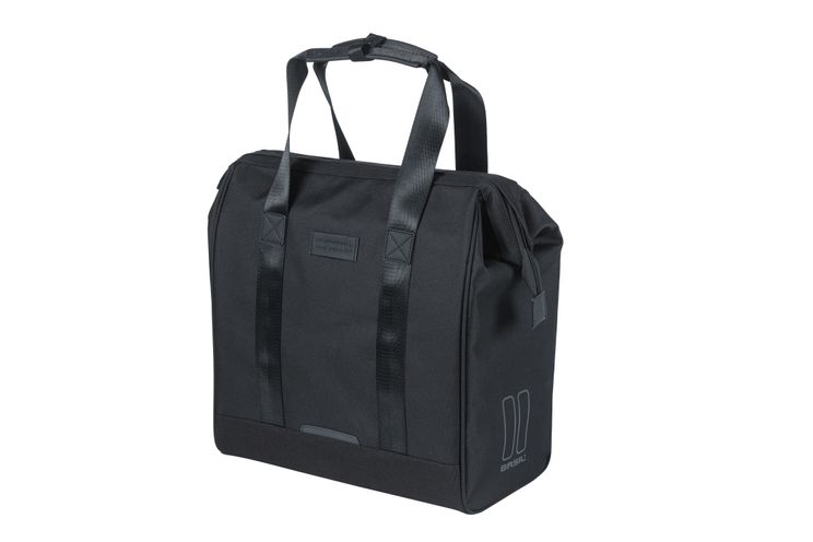Borsa Basil grande shopper per biciclette nera | ganci mik | 23 l