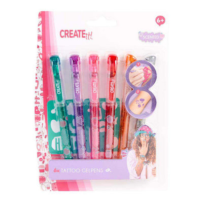 Crealo! penne gel per tatuaggi, 6 pz.