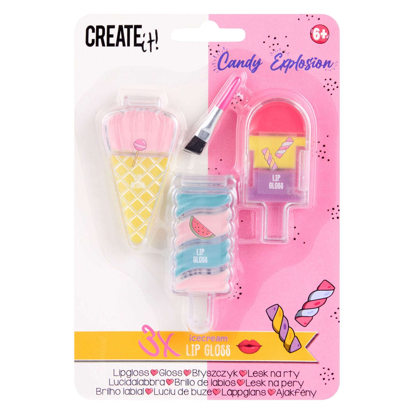 Crea! Candy Lipgloss Ijsjes, 3st.