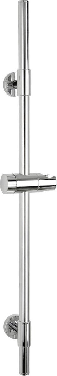Asta doccia Wenko basic in acciaio inox cromato, lunghezza 66 cm, diametro 19 mm, con supporto per soffione e 2 supporti a parete - asta doccia cromata